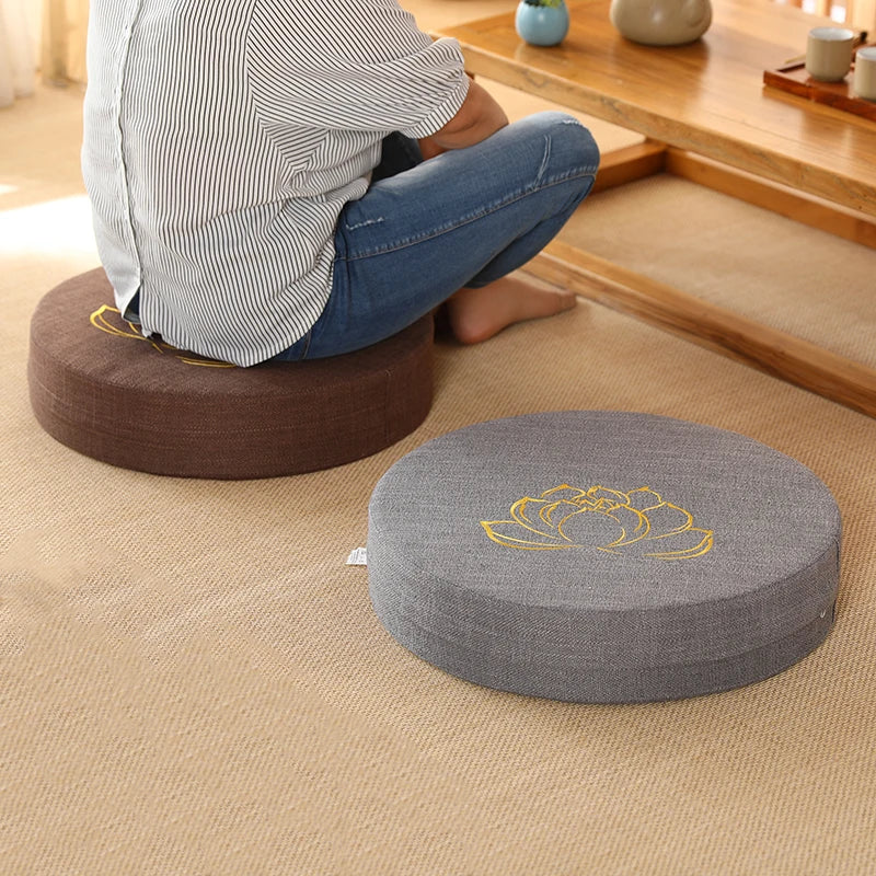 Coussin de méditation amovible en lin ,confort et sérénité 40×6 cm