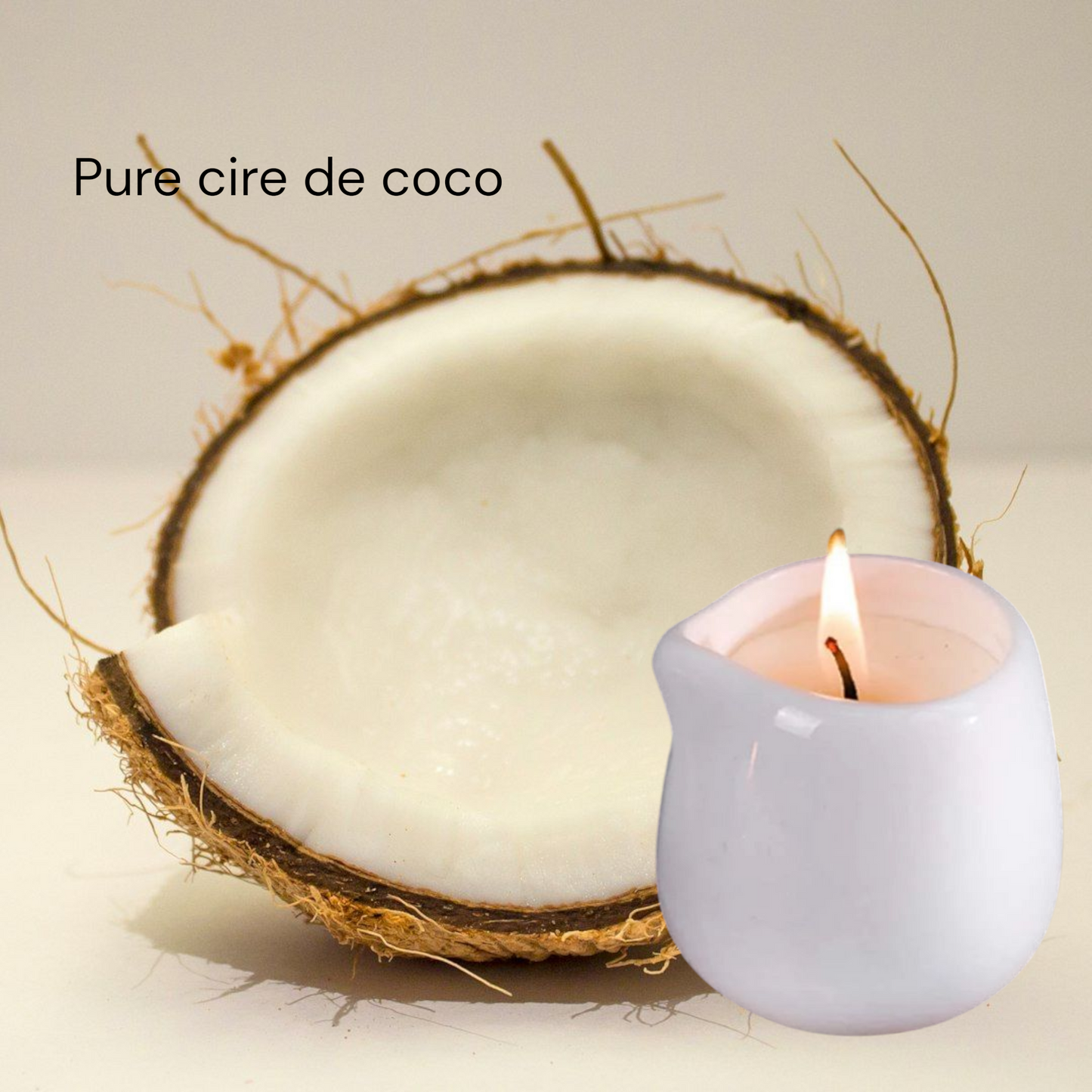 Bougie de Massage en Céramique Blanche -Cire de coco- Huile Essentielle Sweet Orange - 60ml