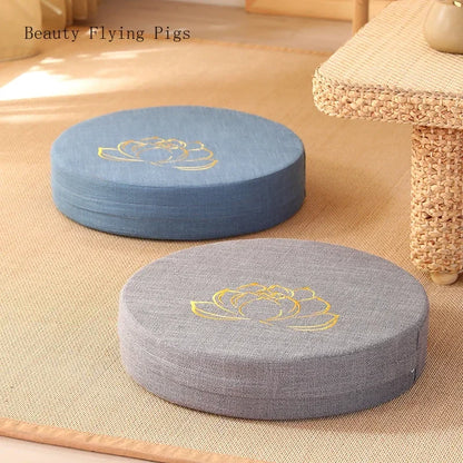 Coussin de méditation amovible en lin ,confort et sérénité 40×6 cm