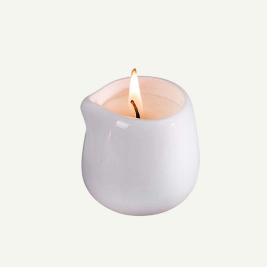 Bougie de Massage en Céramique Blanche -Cire de coco- Huile Essentielle Sweet Orange - 60ml