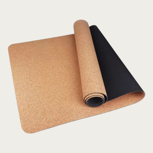 Tapis de Yoga et Pilates en liège naturel- antidérapant- 6mm- 183 x 61 cm